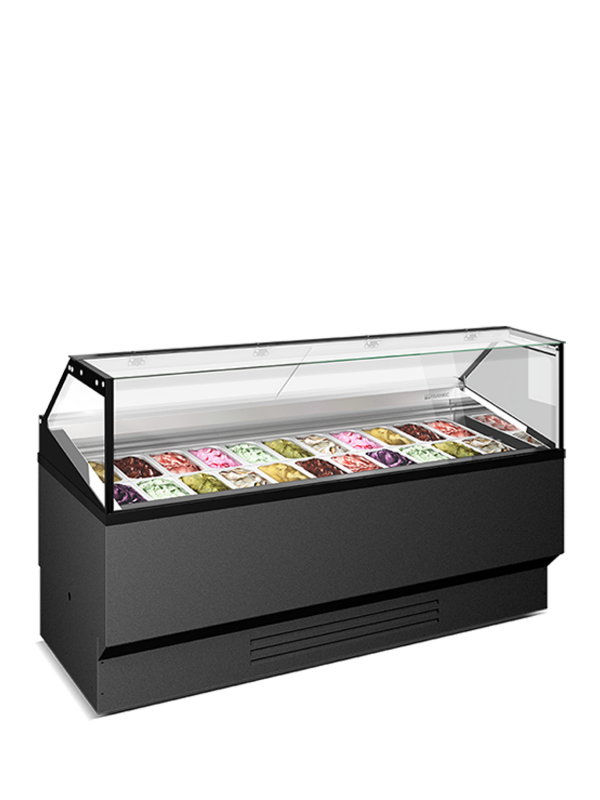 Vetrina ventilata per gelato mantecato, su stecco e pasticceria - Rimini - Framec
